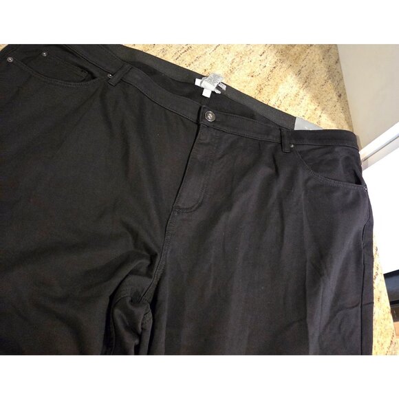 Catherines Womens Size 3X Knit Jean Fly Front Black Stretch French Terry Capri - Picture 7 of 13